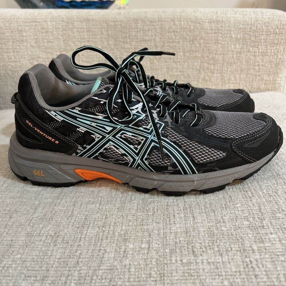 Size 11- ASICS Gel-Venture 6 Womens Running Shoes Gray and Green MINT